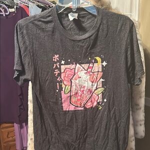 Port and Company Charcoal Tee with Pink Graphic